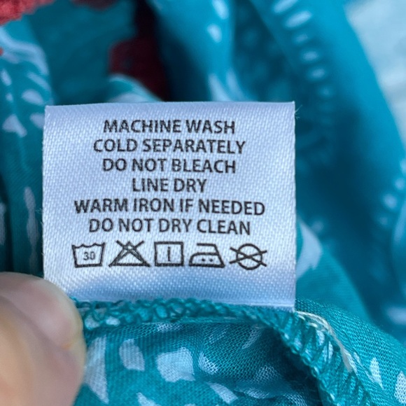 TUCKERNUCK Tropical Teal Lantern Block Print Tie Neck Coverup Dress Size Medium - Picture 12 of 14